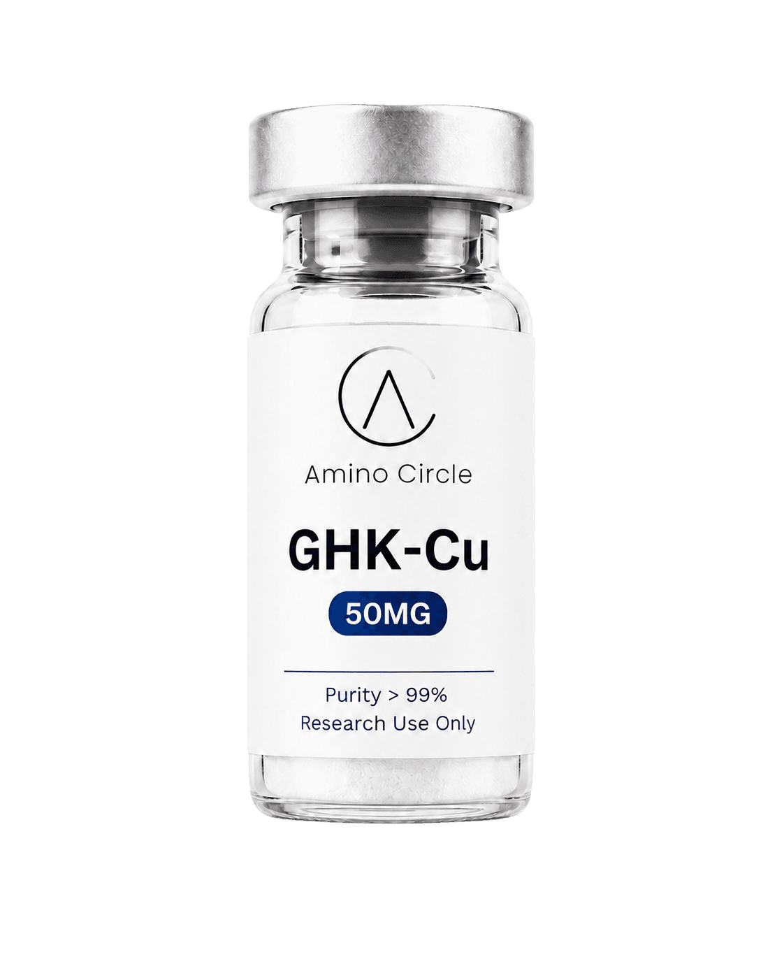 GHK-Cu 50MG — Amino Circle research vial on white