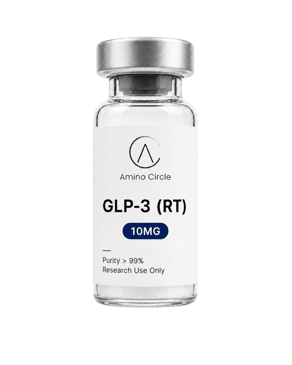 GLP-3 (RT) 10MG — Amino Circle research vial on white