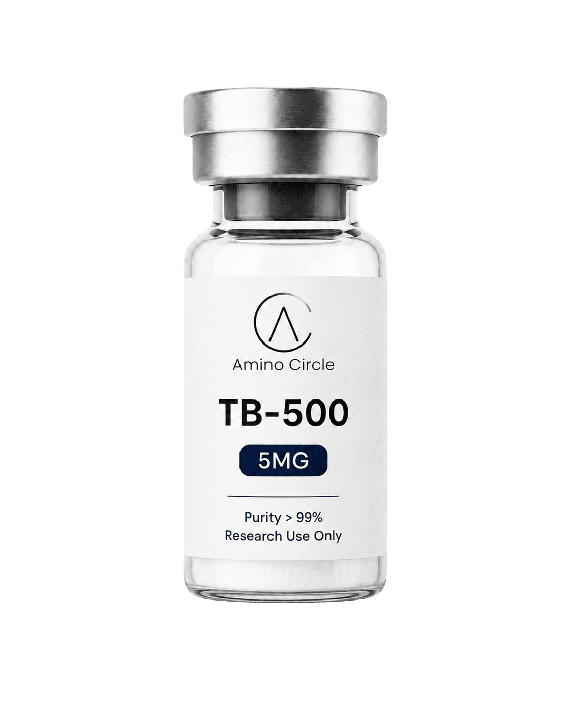 TB-500 5MG — Amino Circle research vial on white